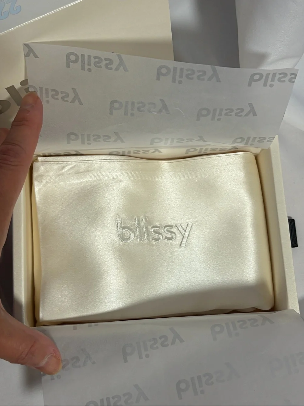 NWT BLISSY White Silk Standard Pillowcase